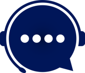 Icon of a speech bubble wearing a headset