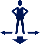 Graphic of a person standing with different arrows