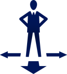 Graphic of a person standing with different arrows